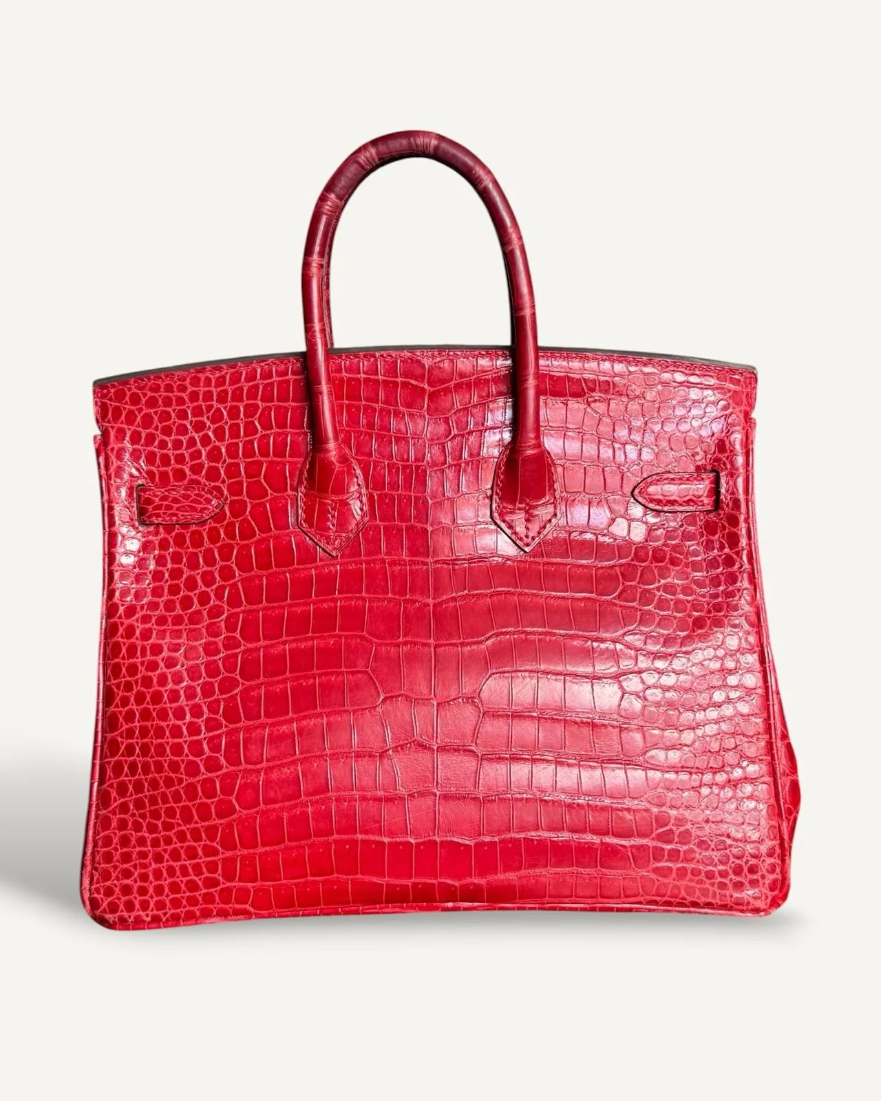Bolsa Hermès Birkin 25 Croco Shiny Braise com Ferragens Gold