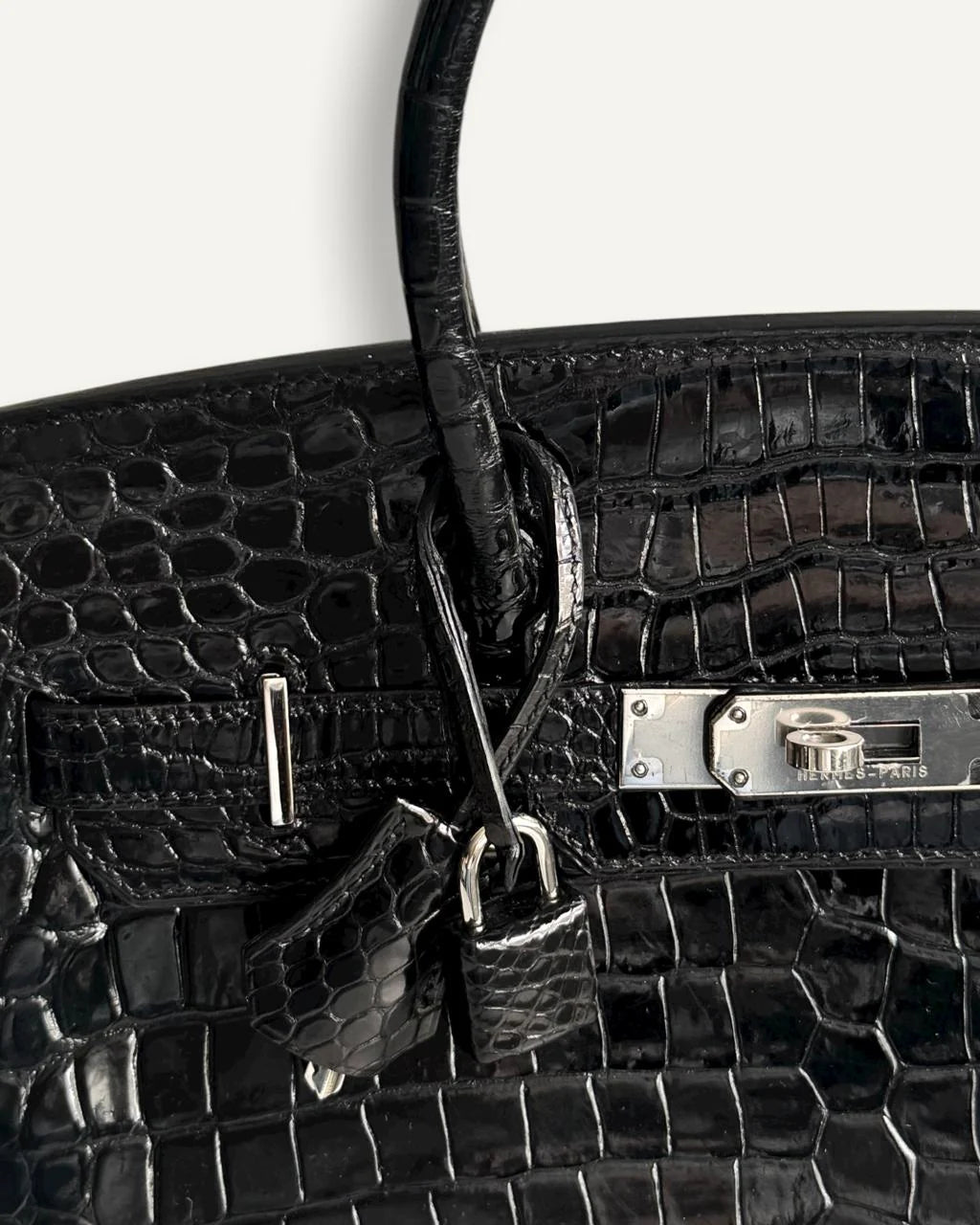 Hermès Birkin 30 Croco Porosus Shiny Noir Palladium