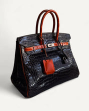 Bolsa Hermés Birkin 35 Croco Shiny Miel Orange com Ferragens Palladium