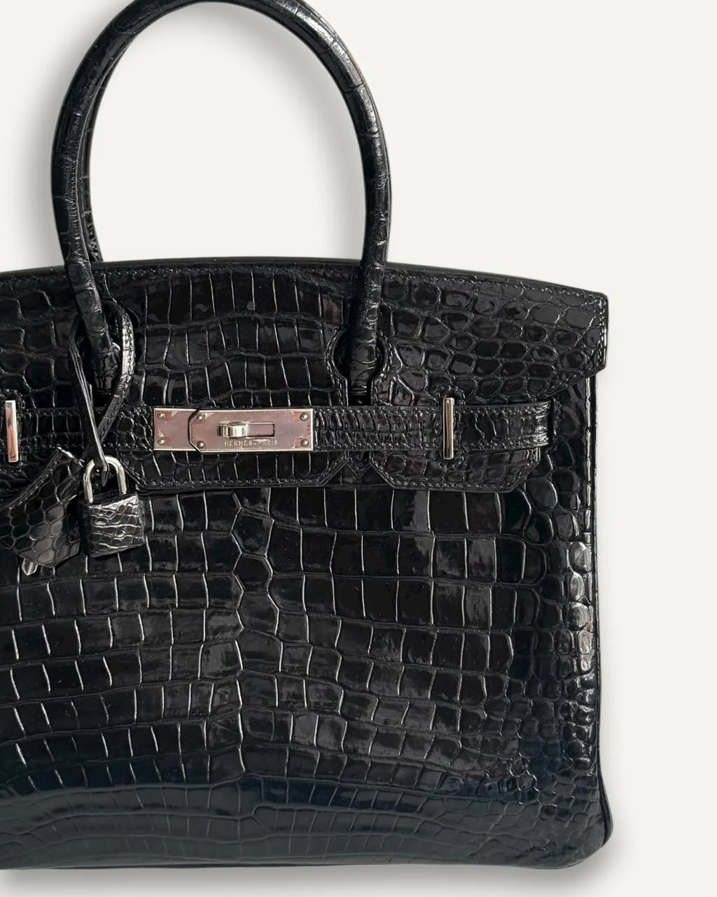 Hermès Birkin 30 Croco Porosus Shiny Noir Palladium