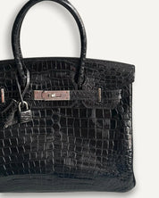 Hermès Birkin 30 Croco Porosus Shiny Noir Palladium