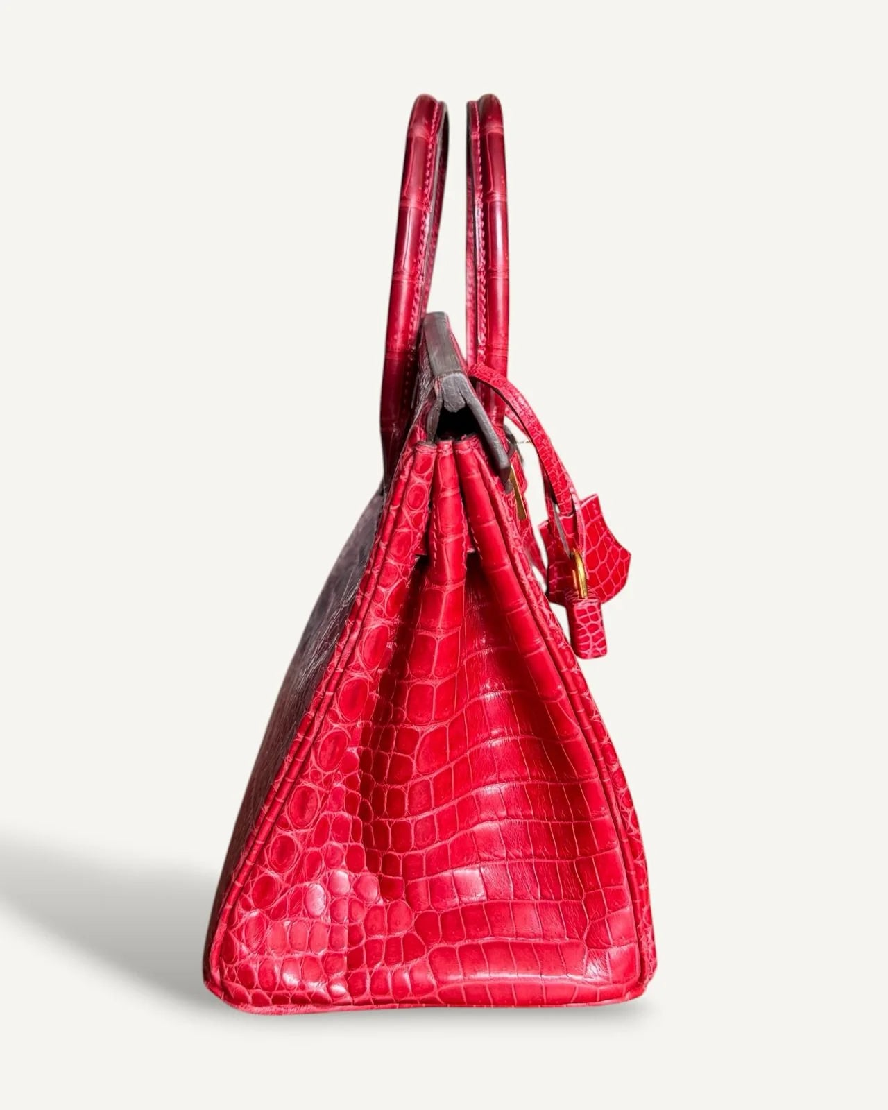 Bolsa Hermès Birkin 25 Croco Shiny Braise com Ferragens Gold