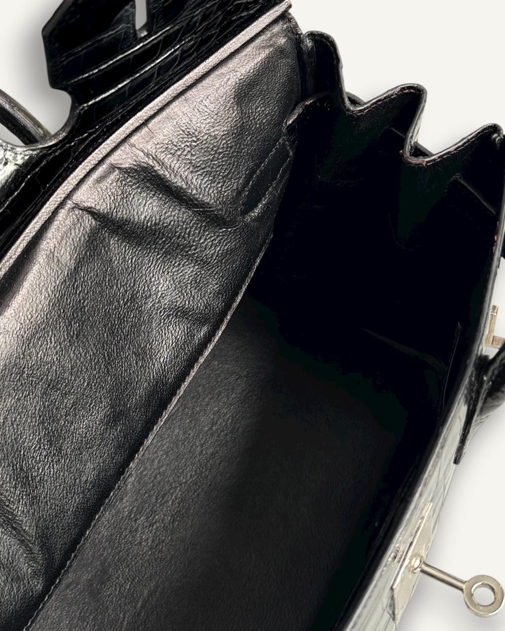 Hermès Birkin 30 Croco Porosus Shiny Noir Palladium