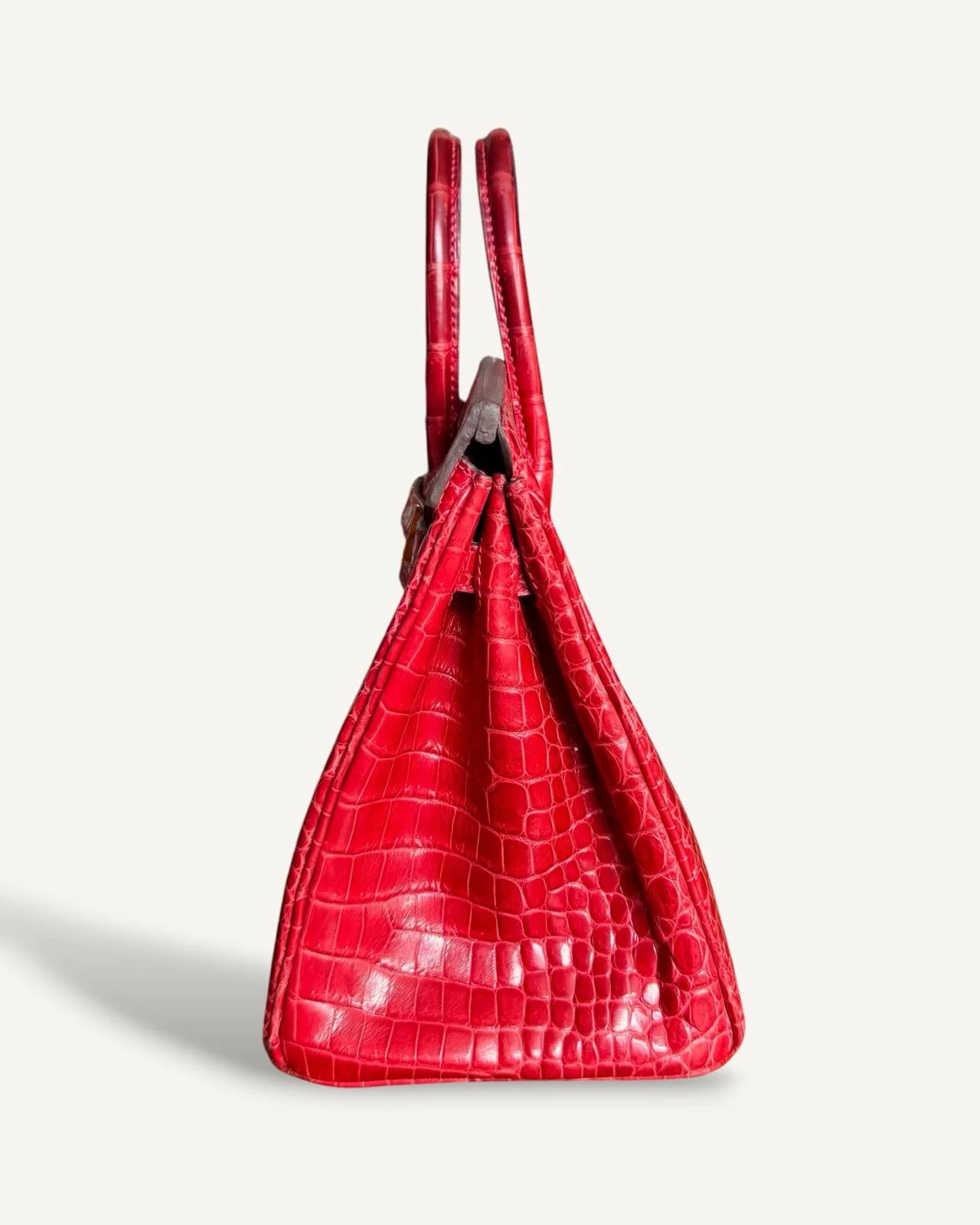Bolsa Hermès Birkin 25 Croco Shiny Braise com Ferragens Gold