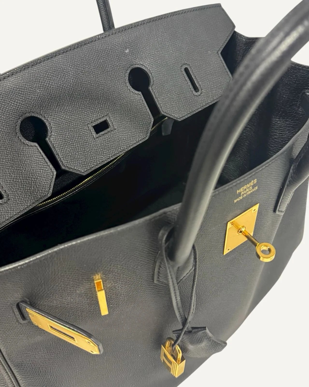 Bolsa Hermès Birkin 35 Epsom Noir com Ferragens Gold