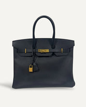 Bolsa Hermès Birkin 35 Epsom Noir com Ferragens Gold