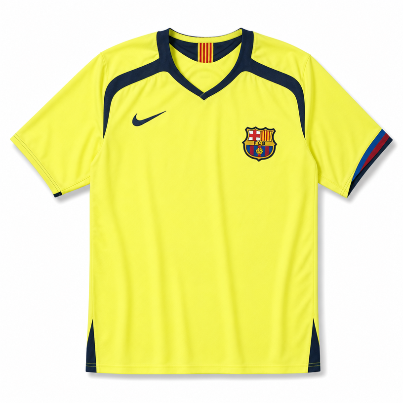 Camiseta Visitante Barcelona – Temporada 2005/06 – Amarillo Neon