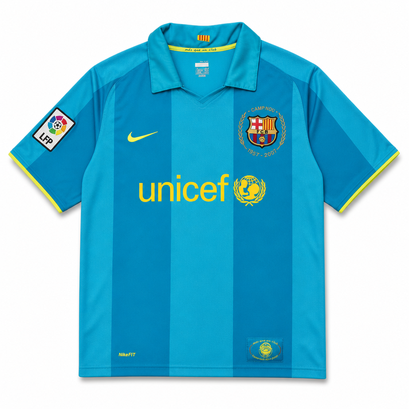 Camiseta Visitante Barcelona Temporada 2007/08 – Aniversario Camp Nou