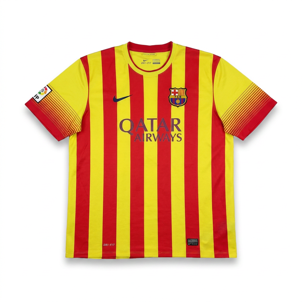 Camiseta Visitante Barcelona Temporada 2013/14 – Senyera Qatar Airways