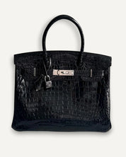 Hermès Birkin 30 Croco Porosus Shiny Noir Palladium