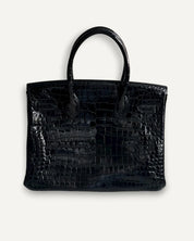 Hermès Birkin 30 Croco Porosus Shiny Noir Palladium