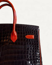 Bolsa Hermés Birkin 35 Croco Shiny Miel Orange com Ferragens Palladium